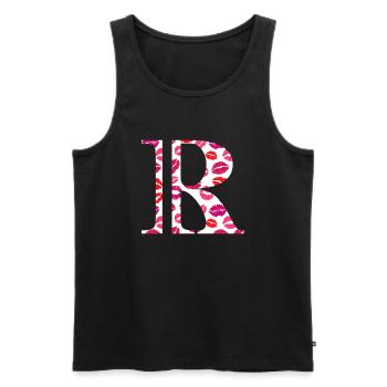 Lettre r bisous - Débardeur bio Premium Homme - noir - Devant - AI Model Male 178 light (178cm)
