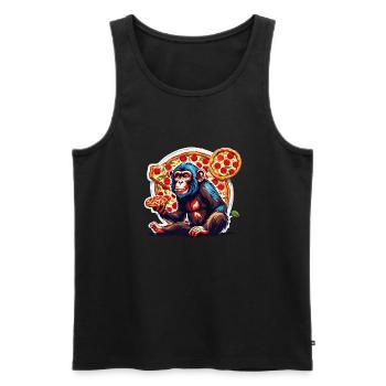 Pizza / Fast Food / Italienisch / Margherita - Männer Premium Bio Tank Top - Schwarz - Vorne - AI Model Male 178 light (178cm)
