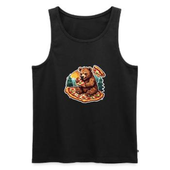 Pizza / Fast Food / Italienisch / Margherita - Männer Premium Bio Tank Top - Schwarz - Vorne - AI Model Male 178 light (178cm)