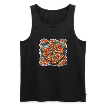 Pizza / Fast Food / Italienisch / Margherita - Männer Premium Bio Tank Top - Schwarz - Vorne - AI Model Male 178 light (178cm)