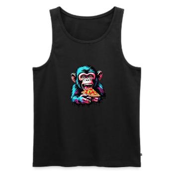 Pizza / Fast Food / Italienisch / Margherita - Männer Premium Bio Tank Top - Schwarz - Vorne - AI Model Male 178 light (178cm)