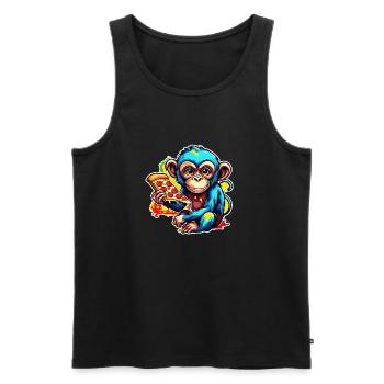 Pizza / Fast Food / Italienisch / Margherita - Männer Premium Bio Tank Top - Schwarz - Vorne - AI Model Male 178 light (178cm)