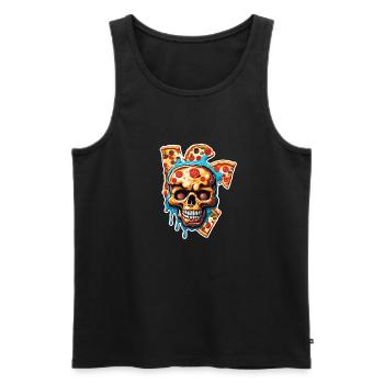 Pizza / Fast Food / Italienisch / Margherita - Männer Premium Bio Tank Top - Schwarz - Vorne - AI Model Male 178 light (178cm)