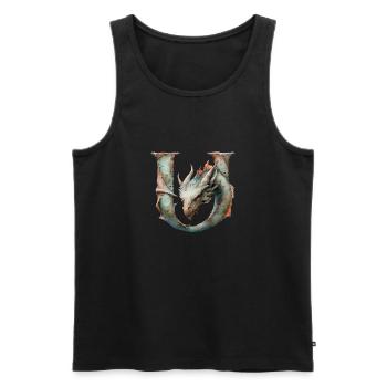 Lettre « U » en forme de dragon. - Débardeur bio Premium Homme - noir - Devant - AI Model Male 178 light (178cm)