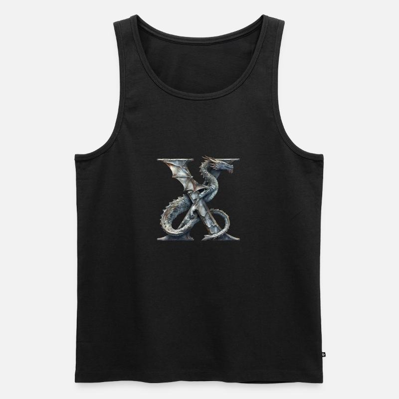 Buchstabe "X" im Drachendesign. - Männer Premium Bio Tank Top - Schwarz