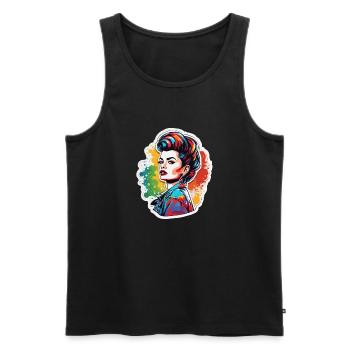 Rockabilly / Pin-up Girl / Girl Power / Années 50 - Débardeur bio Premium Homme - noir - Devant - Michal (187cm)