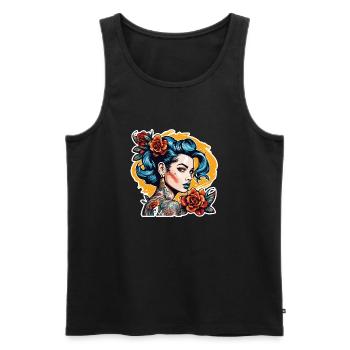 Rockabilly / Pin-up Girl / Girl Power / Années 50 - Débardeur bio Premium Homme - noir - Devant - Michal (187cm)