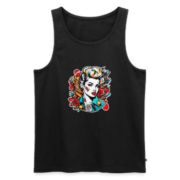 Rockabilly / Pin-up Girl / Girl Power / Années 50 - Débardeur bio Premium Homme - noir - Devant - Michal (187cm)