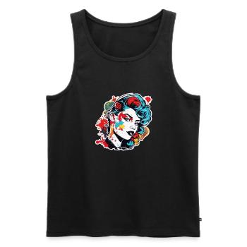 Rockabilly / Pin-up Girl / Girl Power / Années 50 - Débardeur bio Premium Homme - noir - Devant - Michal (187cm)