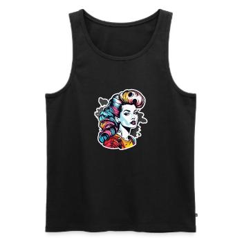 Rockabilly / Pin-up Girl / Girl Power / Années 50 - Débardeur bio Premium Homme - noir - Devant - Michal (187cm)