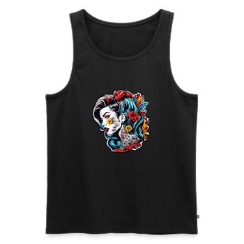 Rockabilly / Pin-up Girl / Girl Power / Années 50 - Débardeur bio Premium Homme - noir - Devant - Michal (187cm)