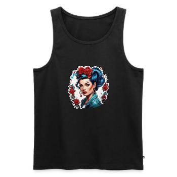 Rockabilly / Pin-up Girl / Girl Power / Années 50 - Débardeur bio Premium Homme - noir - Devant - Michal (187cm)