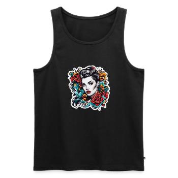 Rockabilly / Pin-up Girl / Girl Power / Années 50 - Débardeur bio Premium Homme - noir - Devant - Michal (187cm)