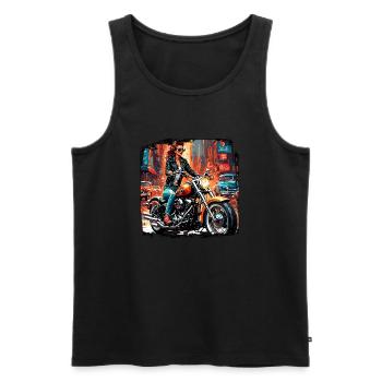 Motorcycle Logo/Bike/Two-Wheeler/Vehicle/Motors - Men's Premium Organic Tank Top - black - Front - AI Model Male 178 light (178cm)