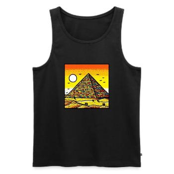 Art des pyramides vif - Hommage coloré à l’ancien Eg - Débardeur bio Premium Homme - noir - Devant - Michal (187cm)