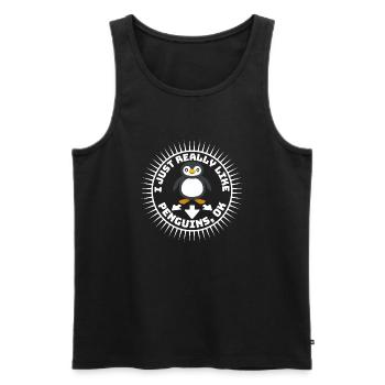 I Just Really Like Penguins OK Ich mag Pinguine - Men's Premium Organic Tank Top - black - Front - Michal (187cm)