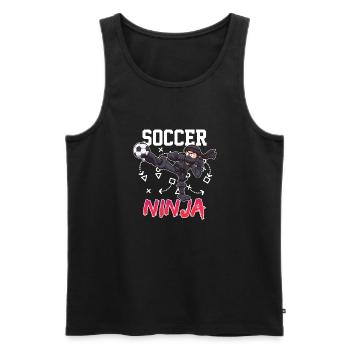Cool Cartoon Soccer Ninja Football Player - Men's Premium Organic Tank Top - black - Front - AI Model Male 178 light (178cm)