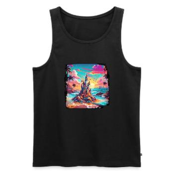 Sandcastle / Building / Playing / Castle / Holiday - Men's Premium Organic Tank Top - black - Front - AI Model Male 178 light (178cm)