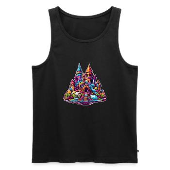 Sandcastle / Building / Playing / Castle / Holiday - Men's Premium Organic Tank Top - black - Front - AI Model Male 178 light (178cm)