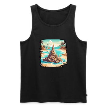 Sandcastle / Building / Playing / Castle / Holiday - Men's Premium Organic Tank Top - black - Front - AI Model Male 178 light (178cm)