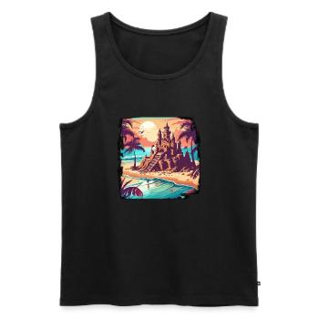 Sandcastle / Building / Playing / Castle / Holiday - Men's Premium Organic Tank Top - black - Front - AI Model Male 178 light (178cm)