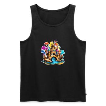 Sandcastle / Building / Playing / Castle / Holiday - Men's Premium Organic Tank Top - black - Front - AI Model Male 178 light (178cm)