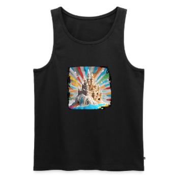 Sandcastle / Building / Playing / Castle / Holiday - Men's Premium Organic Tank Top - black - Front - AI Model Male 178 light (178cm)