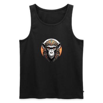 Affe / Tier / Zoo / Babian / Wild / Comic - Männer Premium Bio Tank Top - Schwarz - Vorne - Michal (187cm)