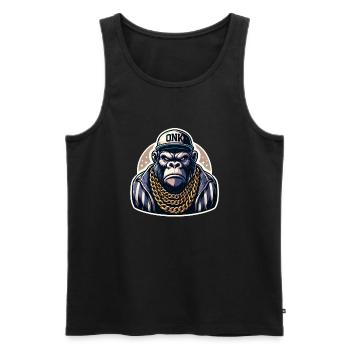 Gorilla mit Goldkette - Männer Premium Bio Tank Top - Schwarz - Vorne - AI Model Male 178 light (178cm)