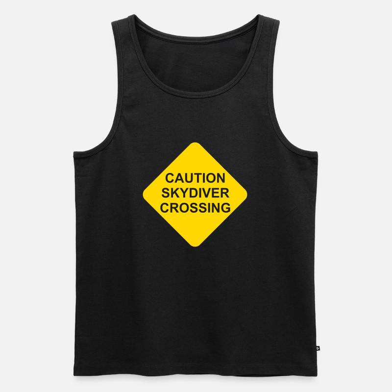 Caution Skydiver Crossing Shield transparent - Men's Premium Organic Tank Top - black