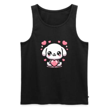 Cute Puppy Dog Heart - Men's Premium Organic Tank Top - black - Front - AI Model Male 178 light (178cm)