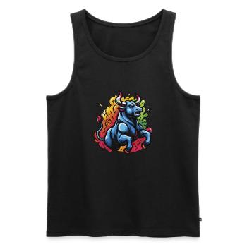 Colorful Raging Bull - 1 - Men's Premium Organic Tank Top - black - Front - AI Model Male 178 light (178cm)