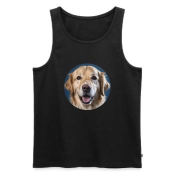 Golden Retriever Dog - Men's Premium Organic Tank Top - black - Front - AI Model Male 178 light (178cm)