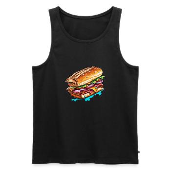 Sandwich / Sandwich / Nourriture / Épicerie - Débardeur bio Premium Homme - noir - Devant - AI Model Male 178 light (178cm)