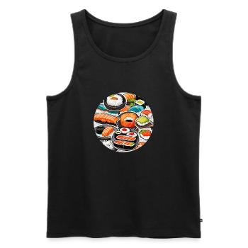 Sushi / Maki / Nigiri / Wasabi /Asian - Men's Premium Organic Tank Top - black - Front - AI Model Male 178 light (178cm)