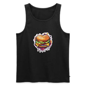 Burgers / Fast Food / Food / Buns / Beef - Men's Premium Organic Tank Top - black - Front - AI Model Male 178 light (178cm)
