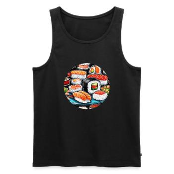 Sushi / Maki / Nigiri / Wasabi /Asian - Men's Premium Organic Tank Top - black - Front - AI Model Male 178 light (178cm)