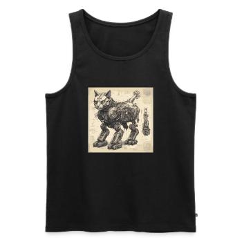 Plan / Sépia / Vintage / Rétro / Robot - Débardeur bio Premium Homme - noir - Devant - AI Model Male 178 light (178cm)