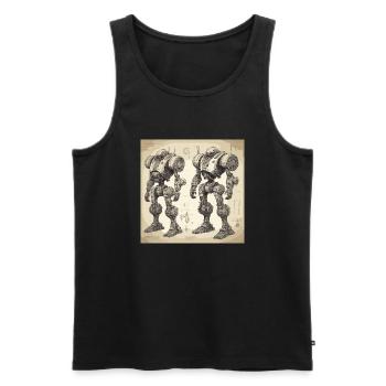 Plan / Sépia / Vintage / Rétro / Robot - Débardeur bio Premium Homme - noir - Devant - AI Model Male 178 light (178cm)
