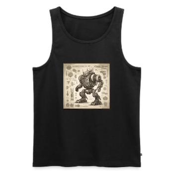 Plan / Sépia / Vintage / Rétro / Robot - Débardeur bio Premium Homme - noir - Devant - AI Model Male 178 light (178cm)