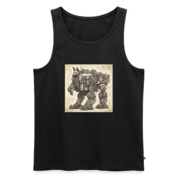 Blueprint / Sepia / Vintage / Retro / Robot - Men's Premium Organic Tank Top - black - Front - Michal (187cm)