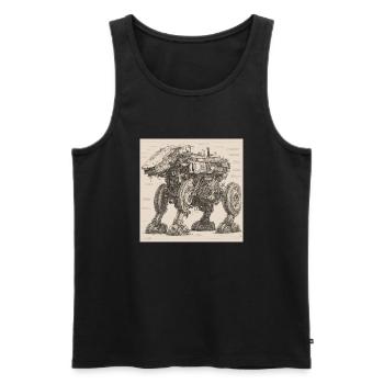 Plan / Sépia / Vintage / Rétro / Robot - Débardeur bio Premium Homme - noir - Devant - AI Model Male 178 light (178cm)