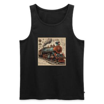 Blueprint / Sepia / Vintage / Retro / Robot - Men's Premium Organic Tank Top - black - Front - Michal (187cm)