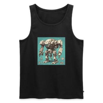 Blueprint / Sepia / Vintage / Retro / Robot - Men's Premium Organic Tank Top - black - Front - Michal (187cm)