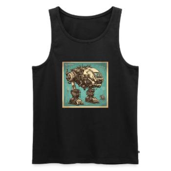 Bauplan / Sepia / Vintage / Retro / Roboter - Männer Premium Bio Tank Top - Schwarz - Vorne - Michal (187cm)