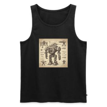 Blueprint / Sepia / Vintage / Retro / Robot - Men's Premium Organic Tank Top - black - Front - Michal (187cm)