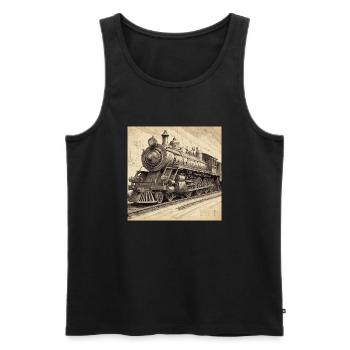 Plan / Sépia / Vintage / Rétro / Robot - Débardeur bio Premium Homme - noir - Devant - AI Model Male 178 light (178cm)