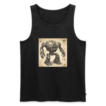 Blueprint / Sepia / Vintage / Retro / Robot - Men's Premium Organic Tank Top - black - Front - Michal (187cm)