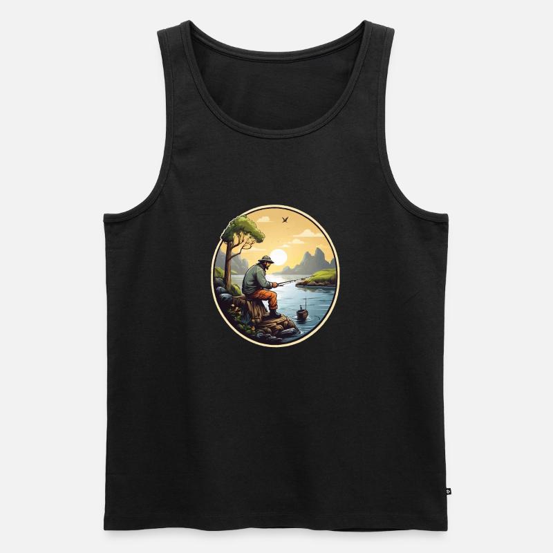 Fischermann Angler - Männer Premium Bio Tank Top - Schwarz