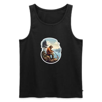 Pêcheur à la ligne - Débardeur bio Premium Homme - noir - Devant - Michal (187cm)